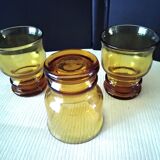 3 Vintage Amber Tumbler Glasses