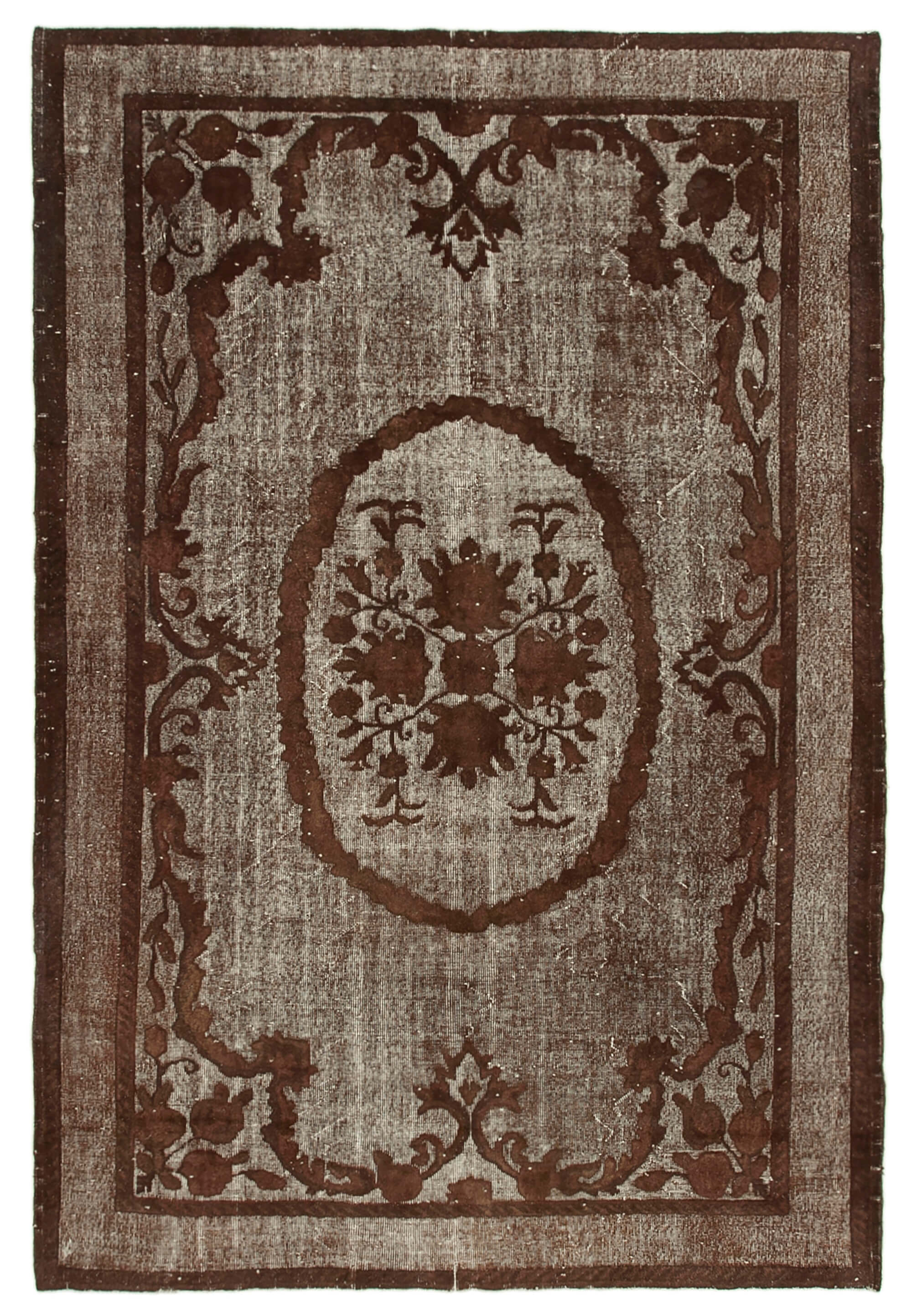 tapis Hand-Knotted Rustic Anatolian 1970s 214 cm x 323 cm Brown Carpet