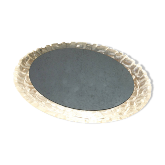 Vintage illuminated mirror with frosted plexiglass frame 1970s
