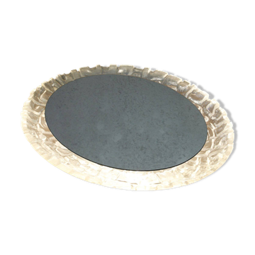 Vintage illuminated mirror with frosted plexiglass frame 1970s