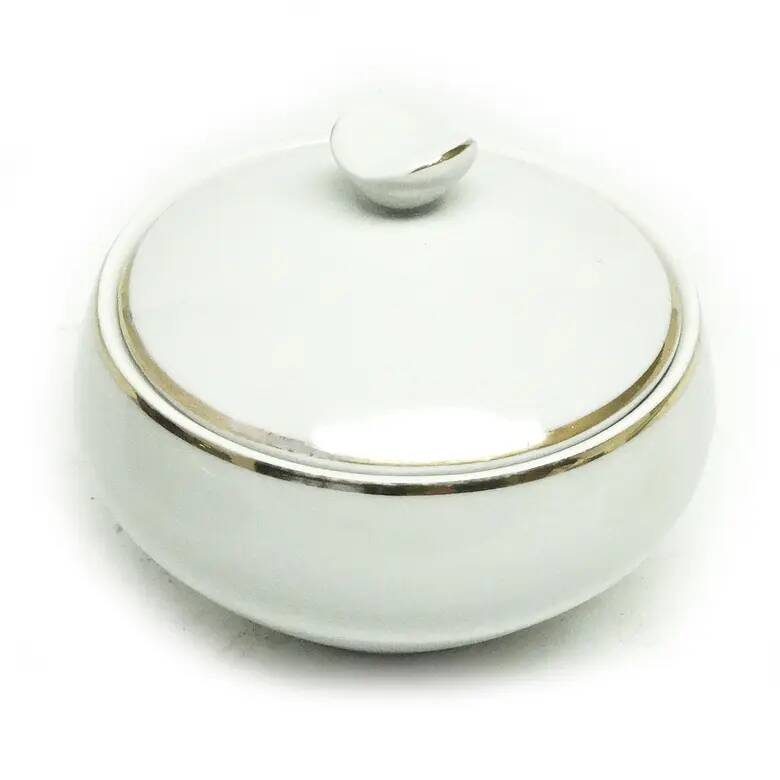 Sugar bowl, cream ceramic, Ćmielów, Poland, 1960s