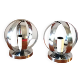 Spherical wall lights in polished stainless steel, 1970, set of 2