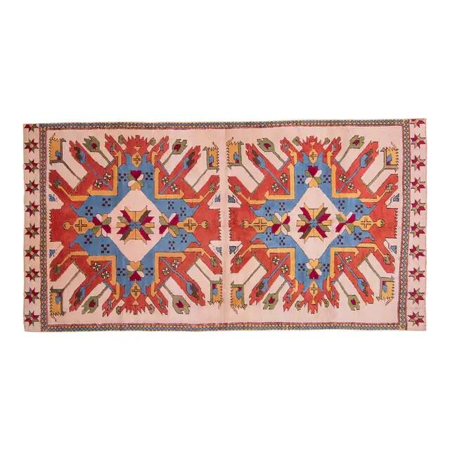 1970s Vintage Turkish Oushak Handmade Wool Cotton Orange Area Rug 175x329