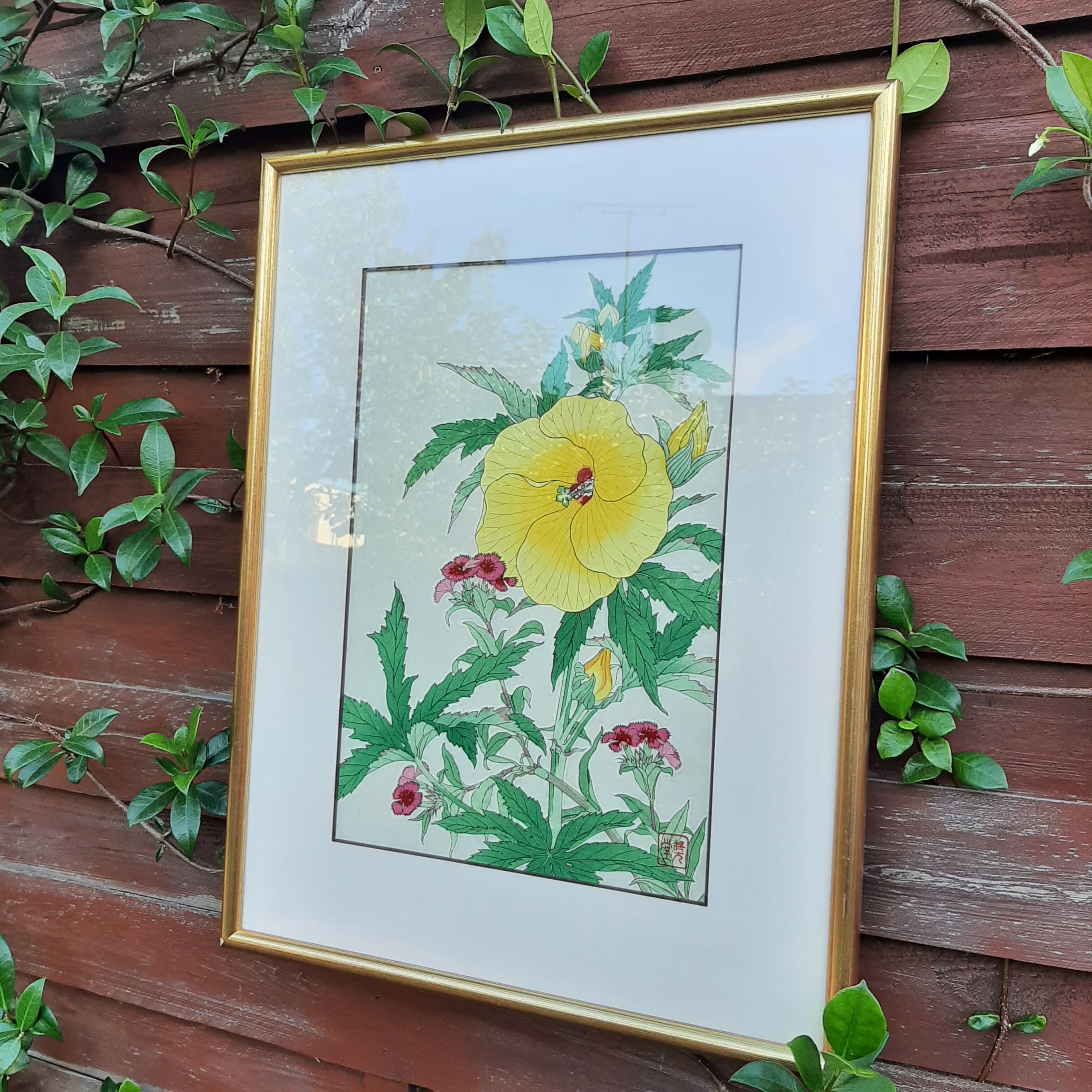 Estampe chinoise fleur jaune