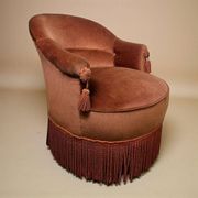 Fauteuil vintage rose ancien / une place / fauteuil à franges