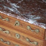 Superb little inlaid chest of drawers with its Louis XV style marble