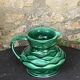 Carafe, pitcher in enamelled ceramic, slip, green, numbered 6183, vintage