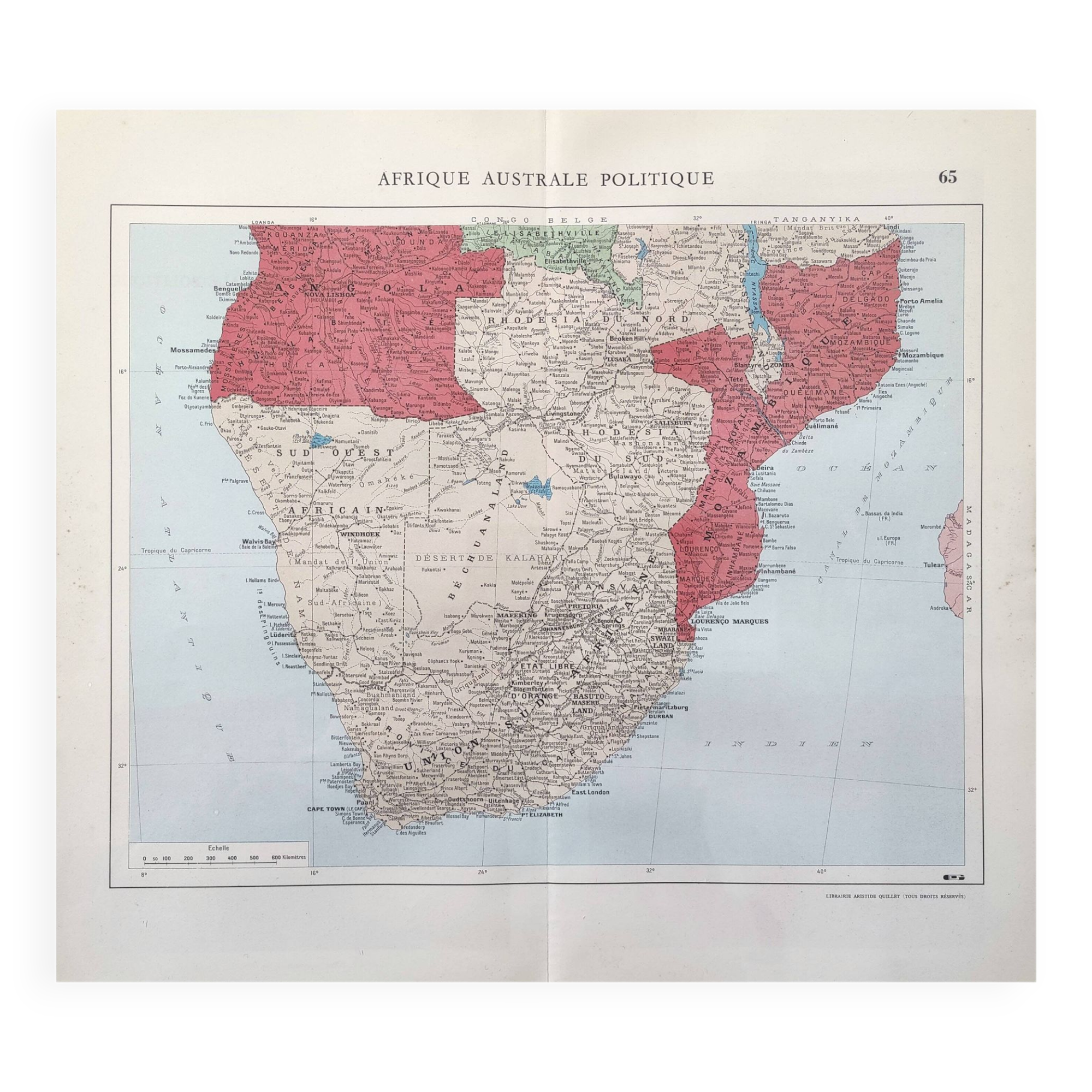 Vintage map of South Africa 38x43cm from 1950