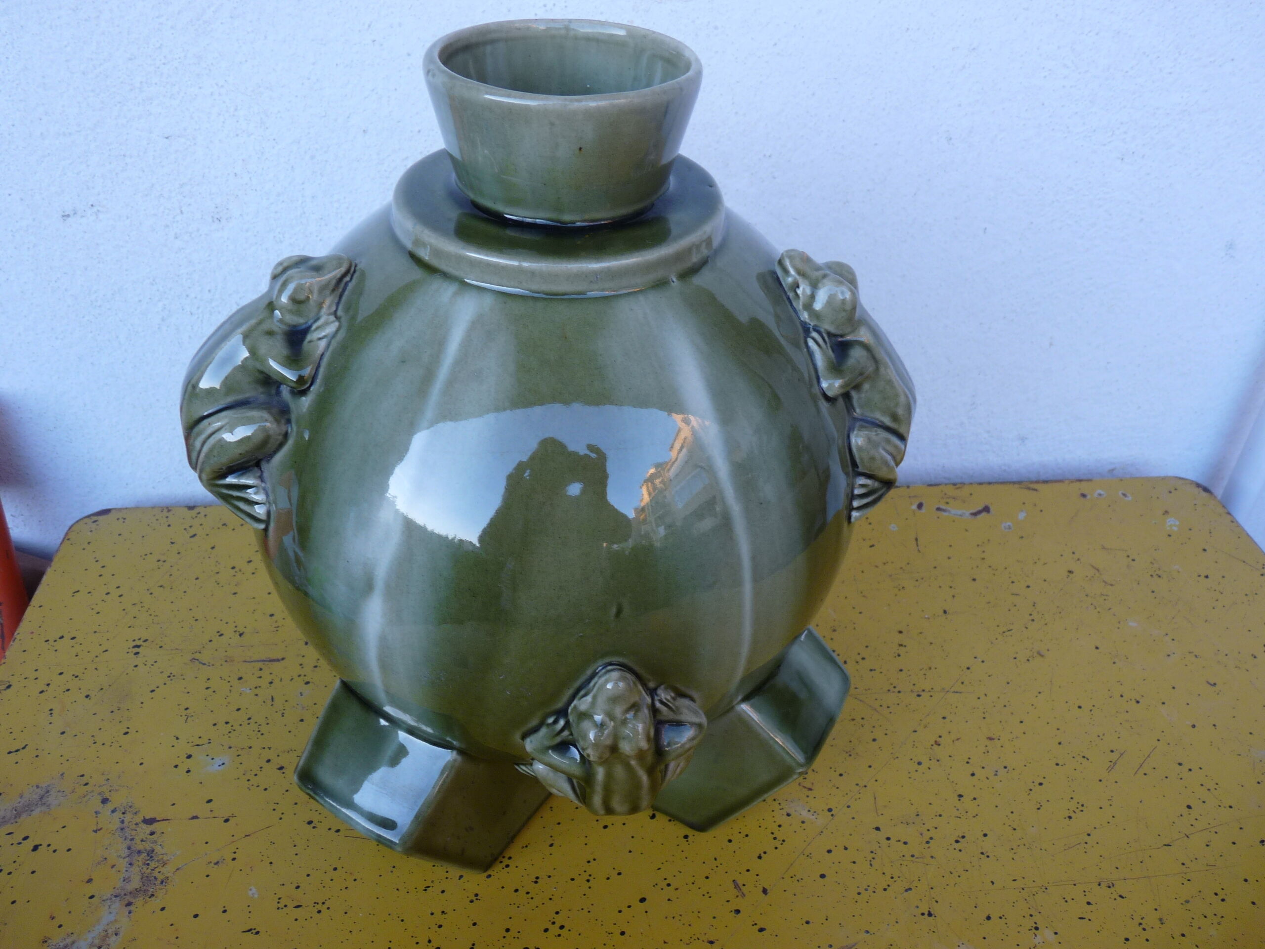 Large vase barbotine art deco sign latour