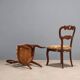 Antique Louis-Philippe chairs in walnut and fabric, 19th century
