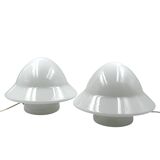 Space age Set of 2 opaline glass table Lamps, Italy 1970s