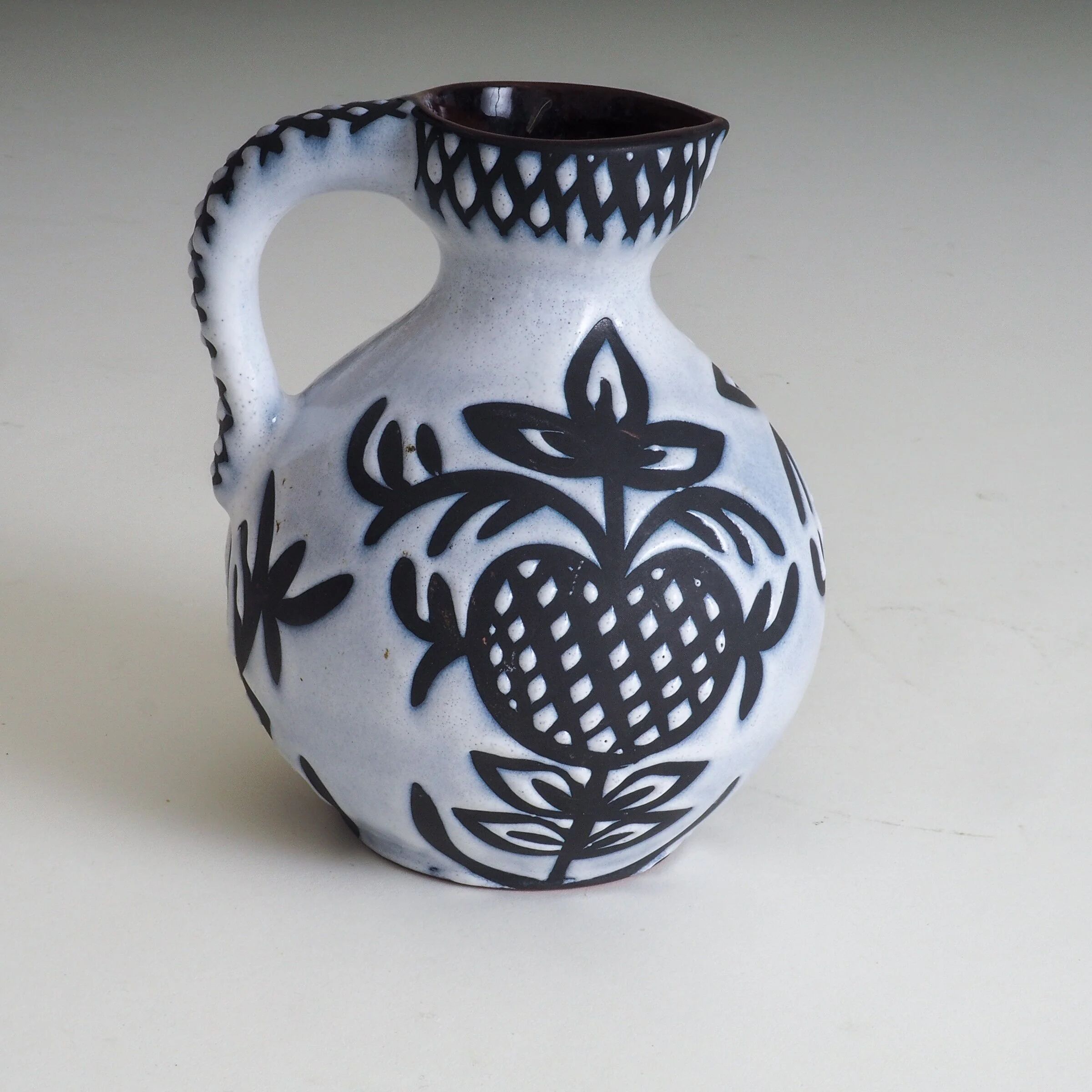 60s ceramic black & white jug