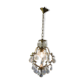 Lustre en laiton avec pampilles en verre