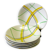 6 assiettes creuses de chez Gien modèle "Sarabande" en très bon état.