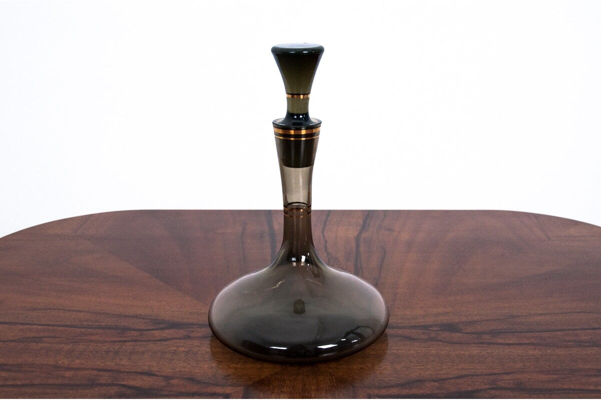 Black glass decanter, Poland, 1960s