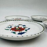 4 porcelain bowls from Paris, decorated with red and blue poppy flowers