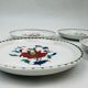 4 coupelles porcelaine de Paris décor pavot fleurs rouges et bleues