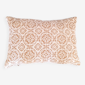 Linen and cotton crochet cushion