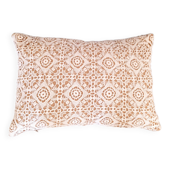 Linen and cotton crochet cushion