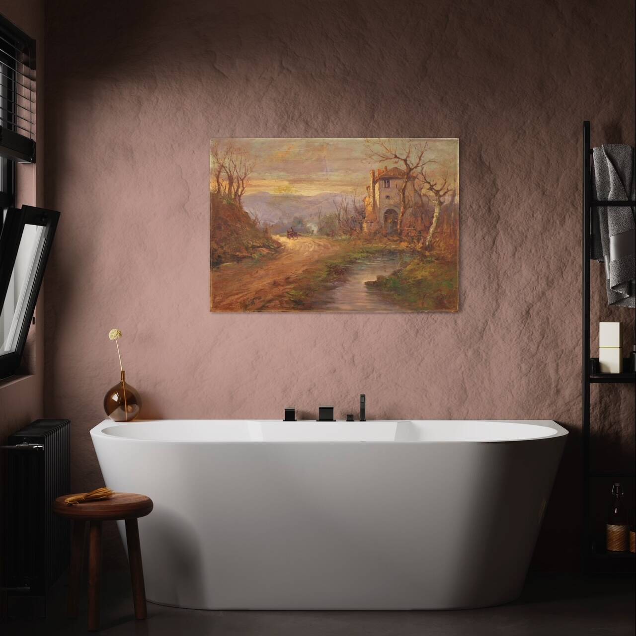 Italian landscape painting signed B. Ferrari from the 30s