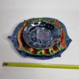 Suite of decorative plates empty enamelled terracotta pockets signed "Gerlou", unique pieces