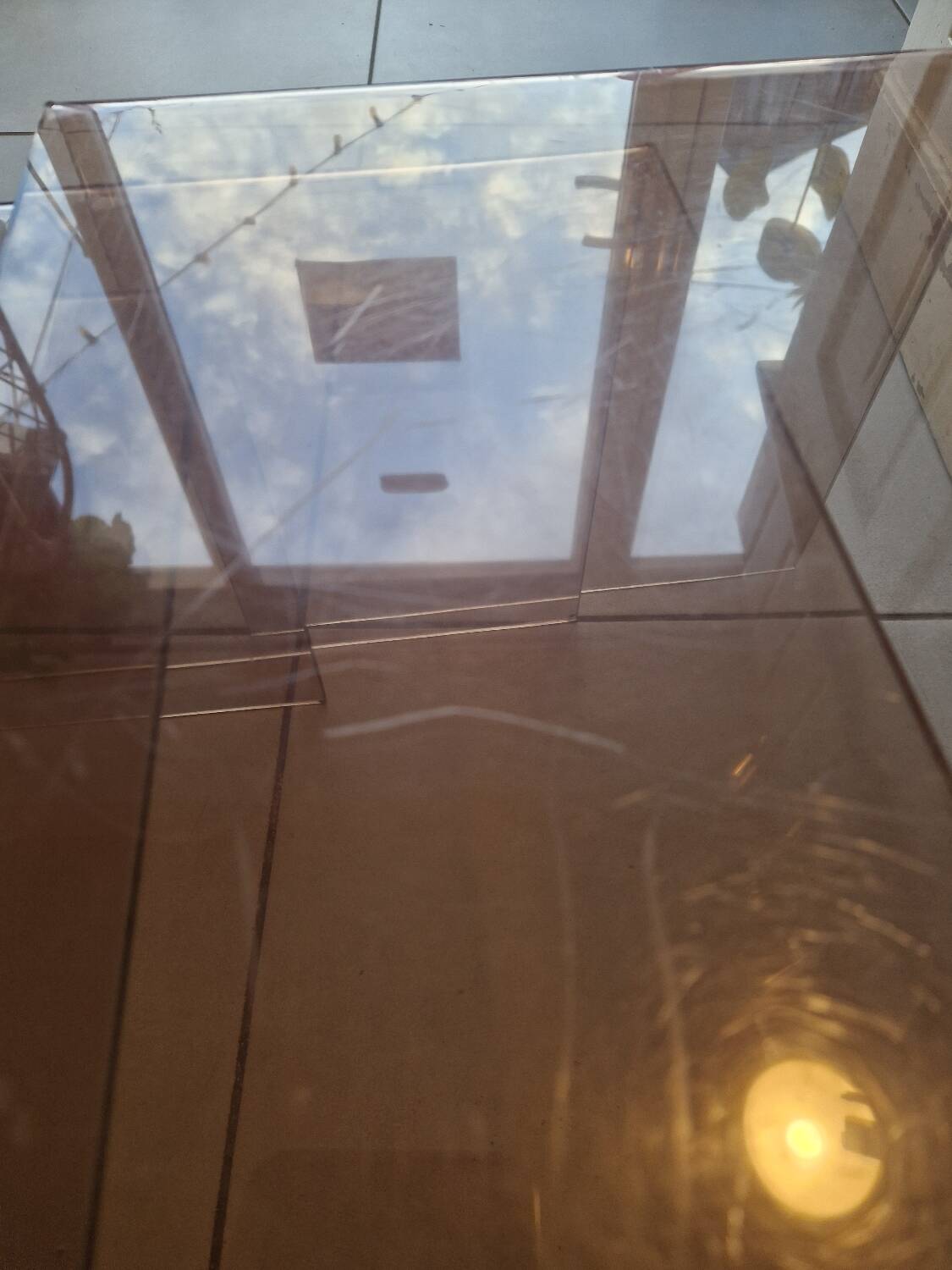 Vintage deco nesting table in smoke plexiglas 1970