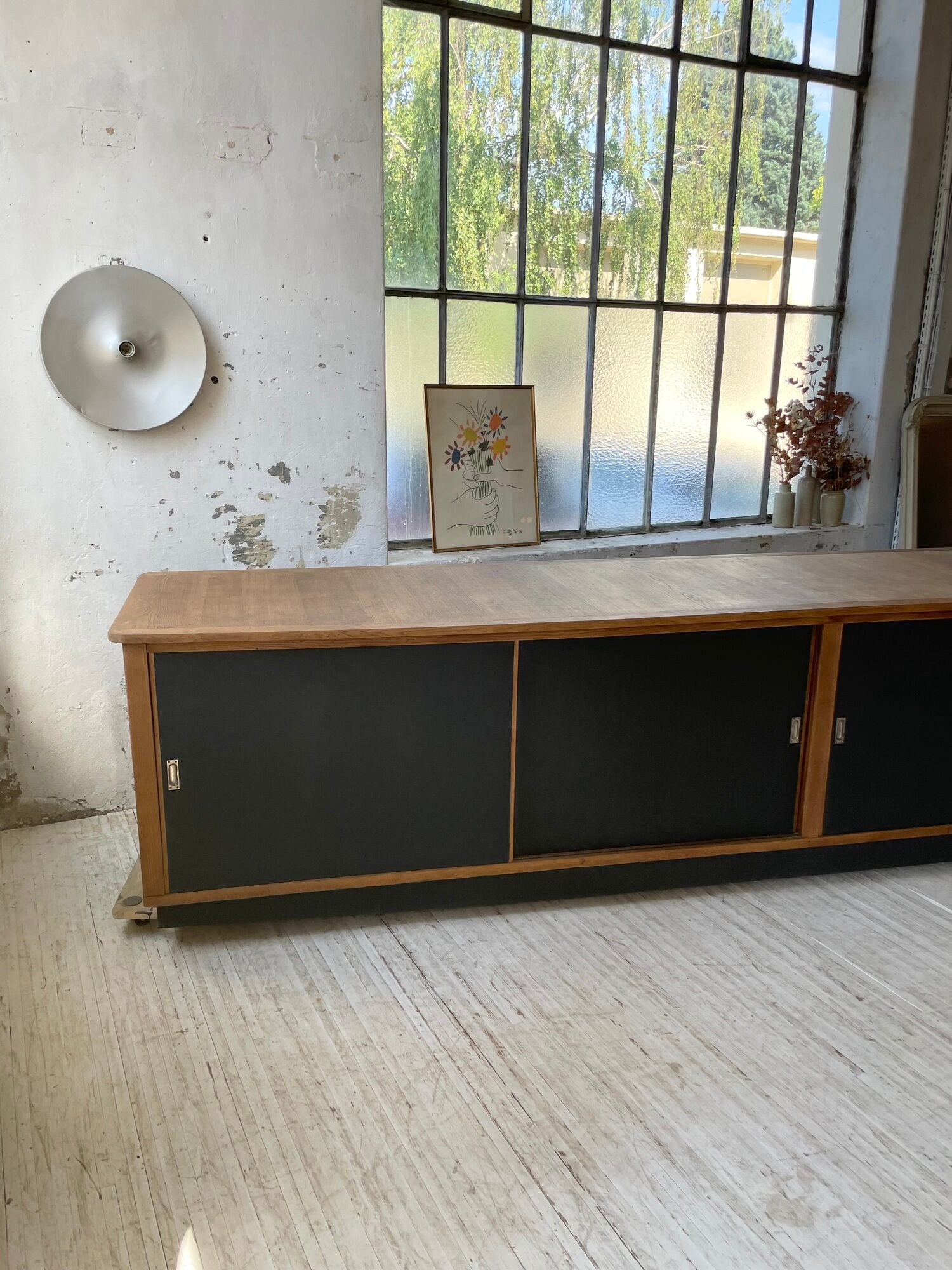 Two-sided counter sliding doors oak XXL 4m enfilade