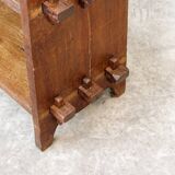 Brutalist oak shelving unit, 1950s