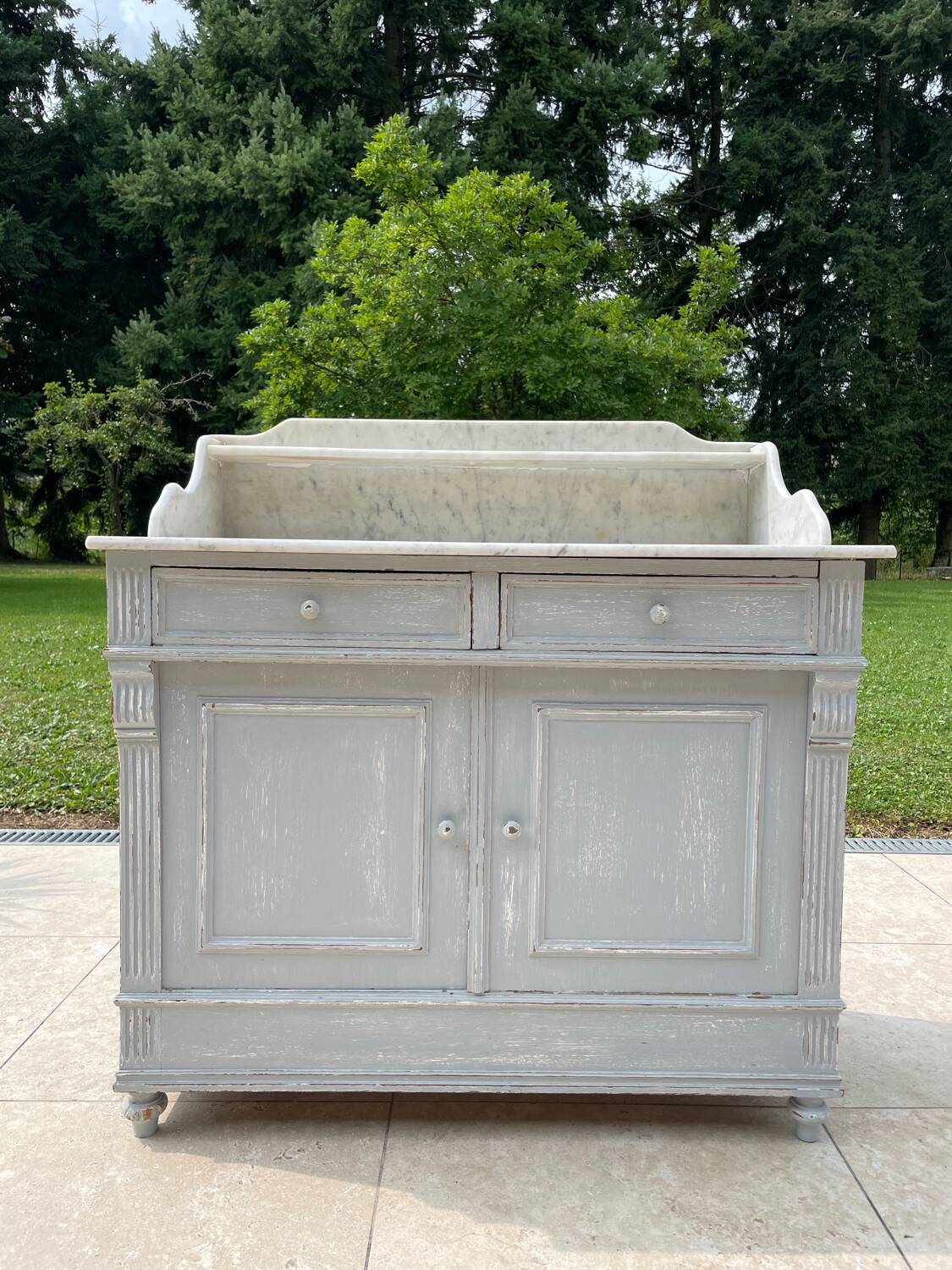 Antique bathroom cabinet with marble