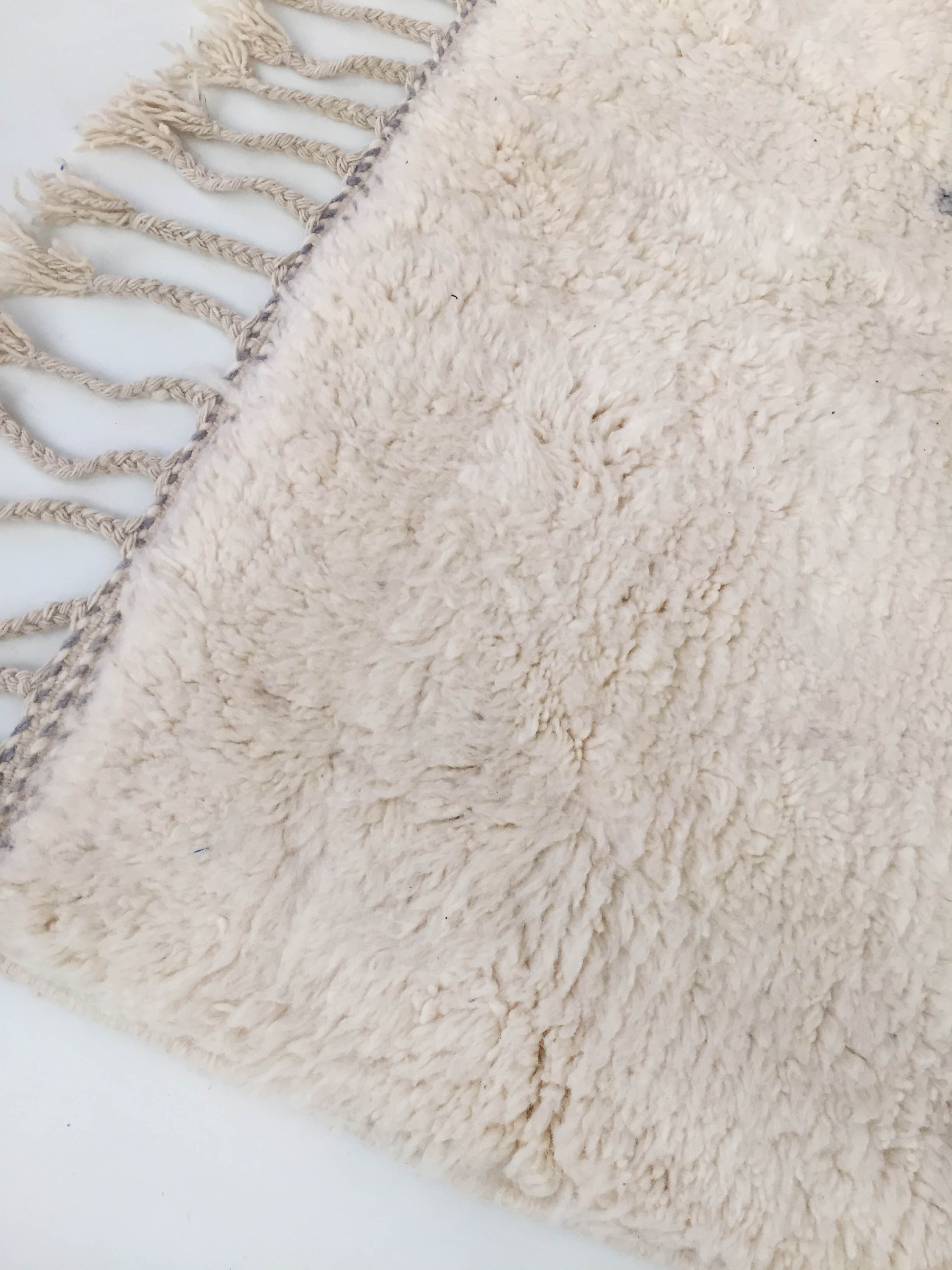 Moroccan Berber carpet Beni Ouarain ecru with colorful patterns 206x132cm