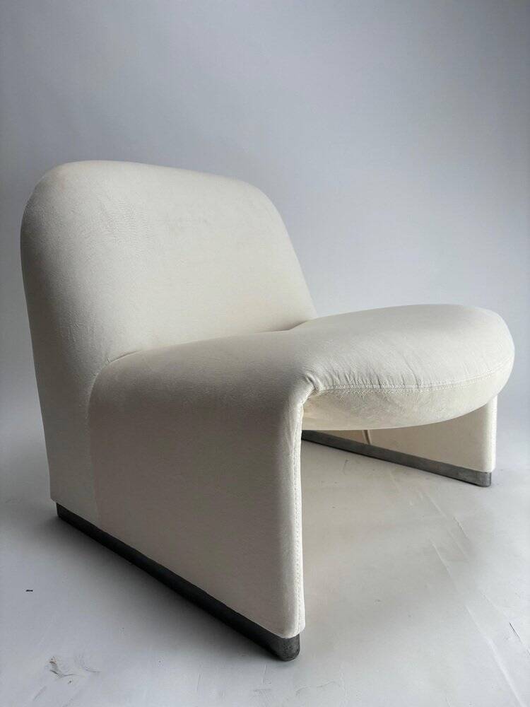 Chauffeuse Alky en velours blanc attribué à Giancarlo Piretti pour Anonima Castelli, Italie, années 1960