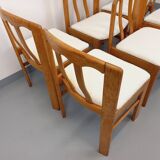 Set of 6 vintage chairs in elm wood and bouclé fabric from the 70s