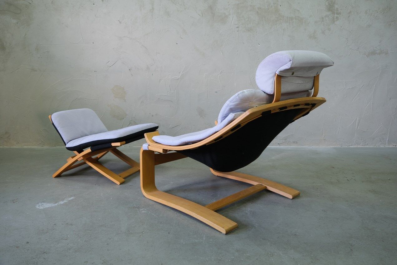 Swedish Leather Lounge Chair with Footrest by Ake Fribytter for Nelo Kroken, 1970s