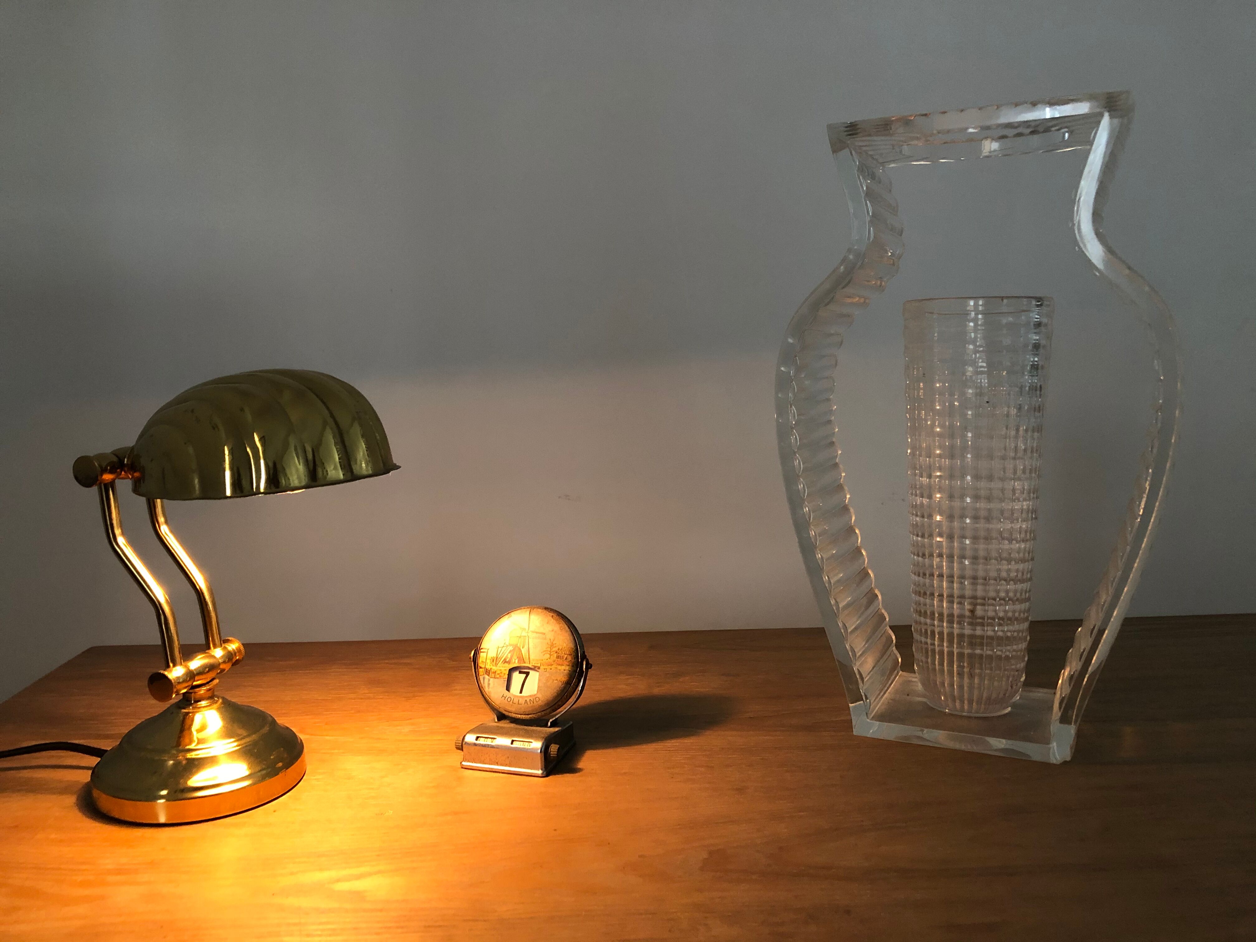 Vintage shell bedside lamp design 80 brass solid