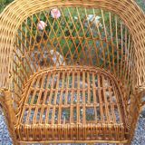 Wicker or rattan armchairs