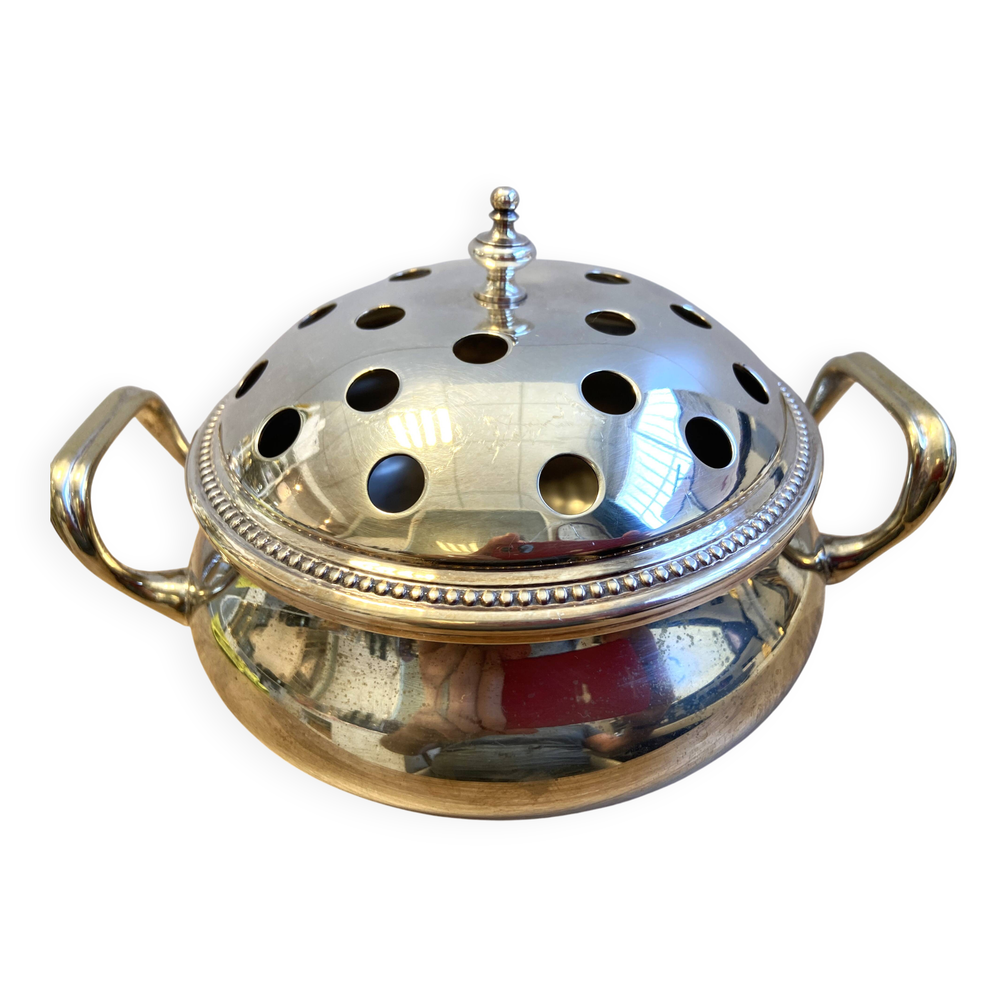 Antique Small Soup Tureen Centerpiece Bouquetière Brass Bronze Silver