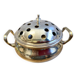 Antique Small Soup Tureen Centerpiece Bouquetière Brass Bronze Silver