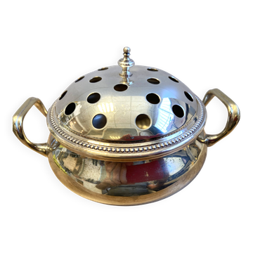 Ancienne soupière, centre de table, bouquetière en métal argenté