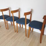 Set of 4 Calligaris Dining Chairs: Mid-Century Italian Design, Blue Fabric