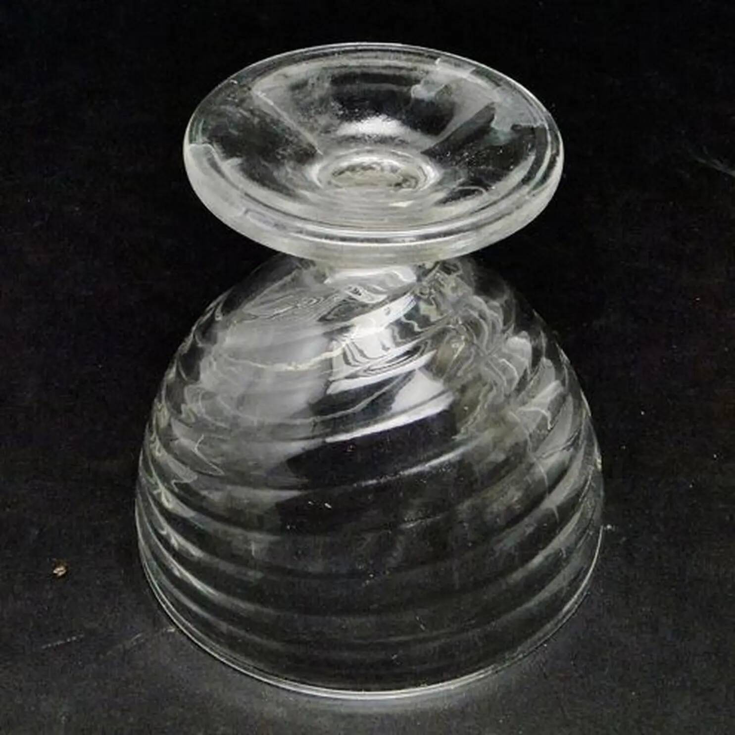 Modernist sugar bowl, transparent glass, Ząbkowice, Poland, 1970s
