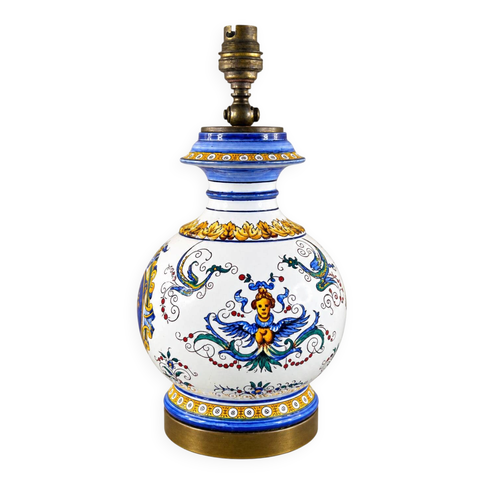 Antique faience lamp attributed to Gien – Renaissance decoration