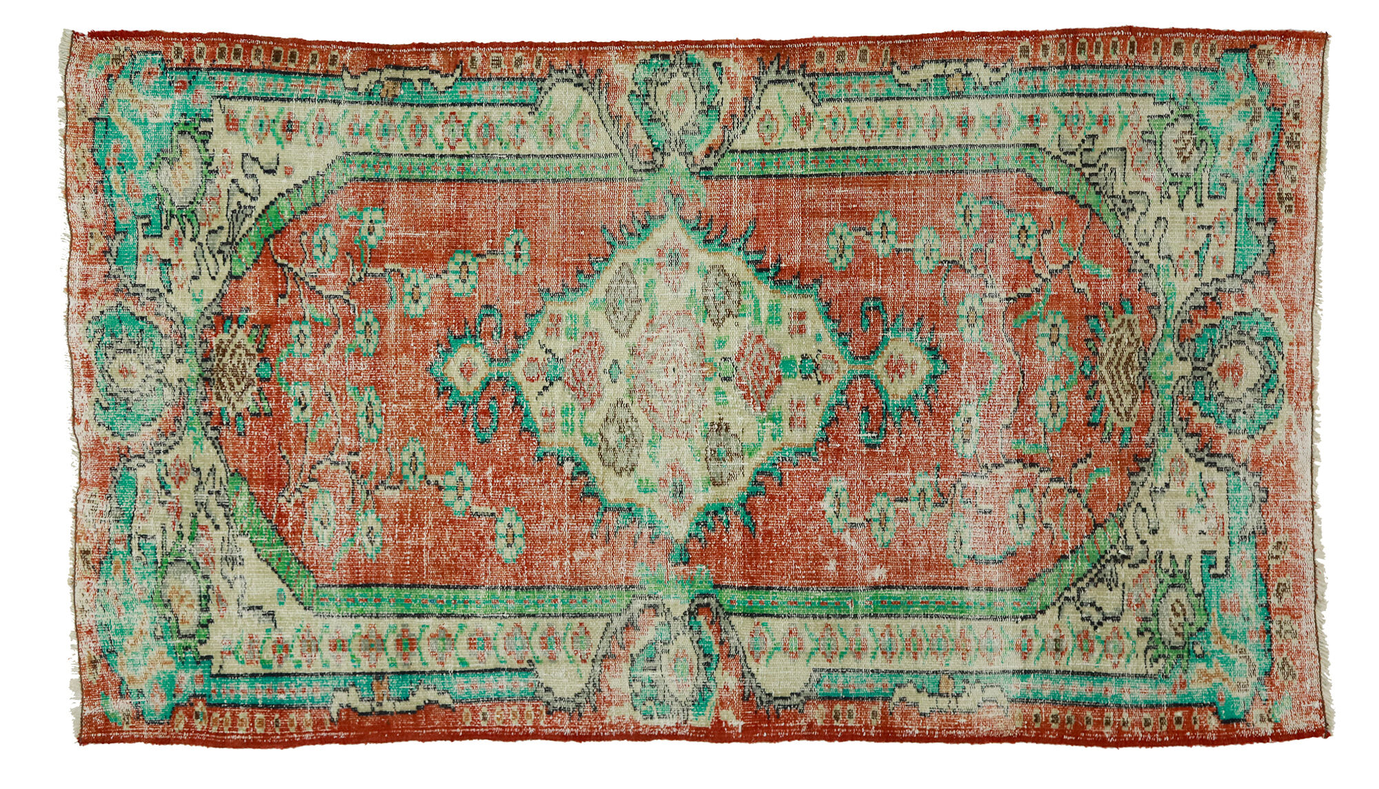 Anatolian handmade vintage rug 223 cm x 133 cm
