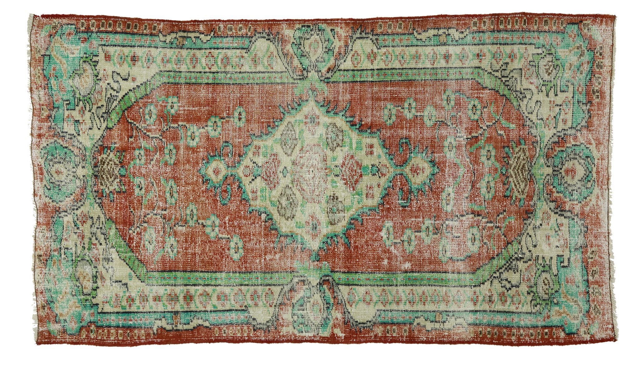 Anatolian handmade vintage rug 223 cm x 133 cm