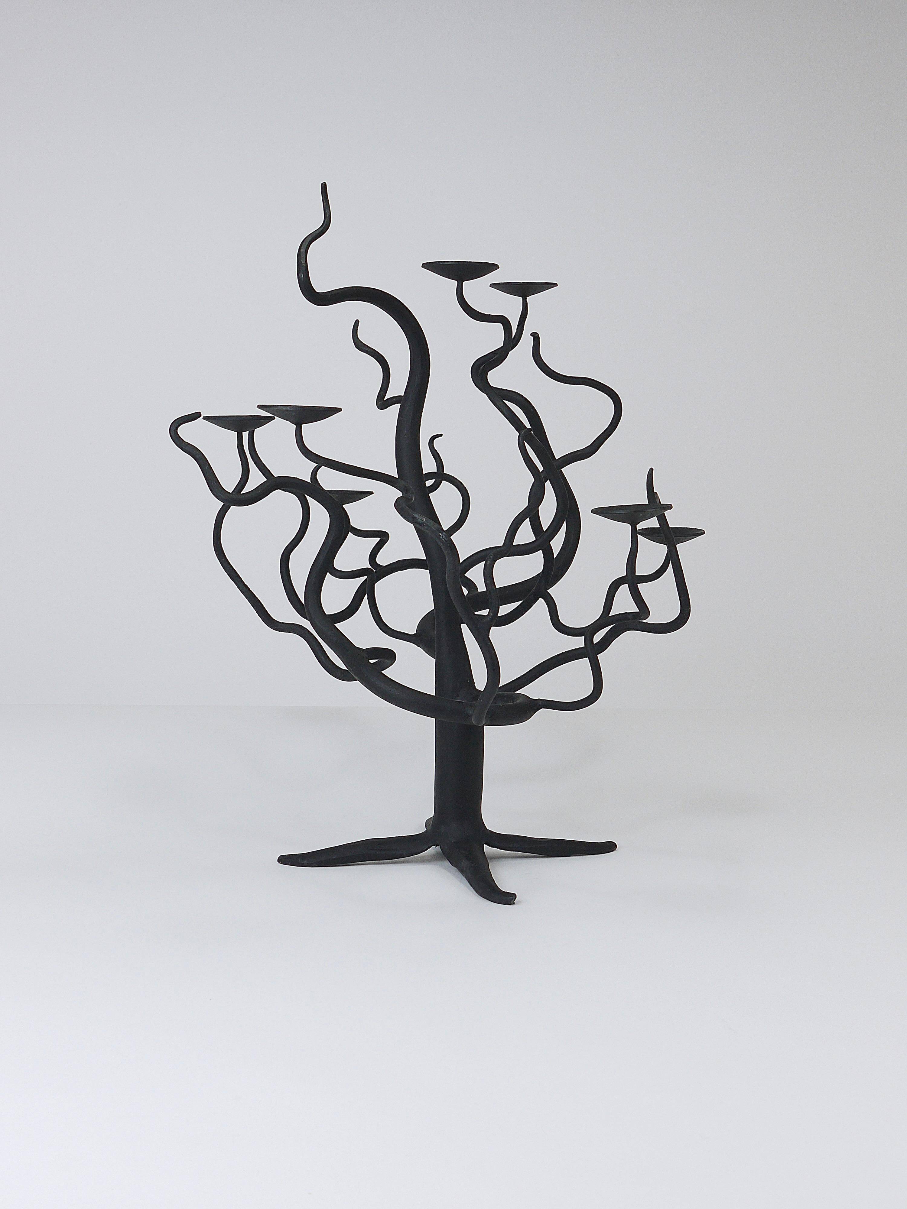 Brutalist Sculptural Chandelier Tree of Life Hand-Forged, 1970s