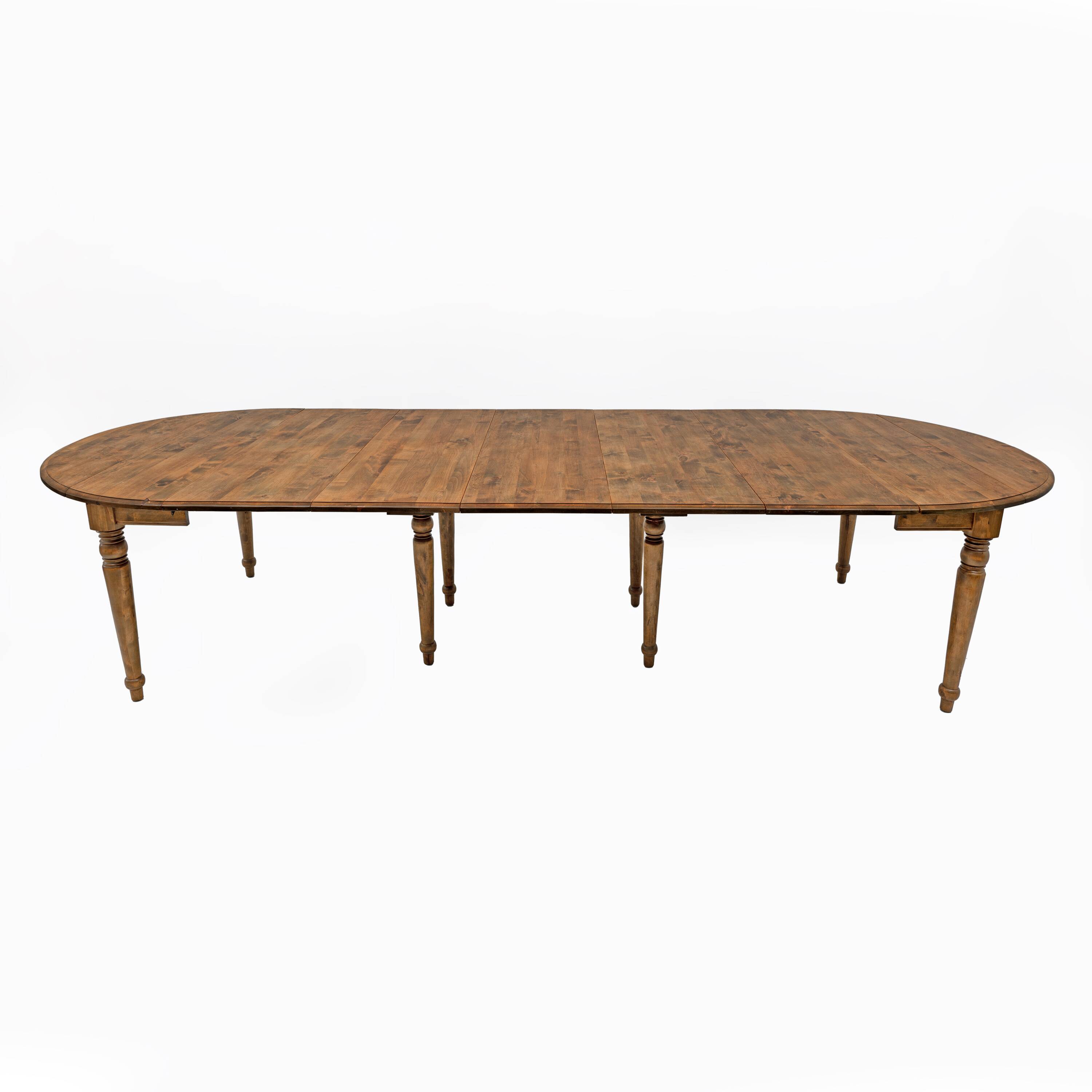19th Century Tuscan Elm Extendable Round Dining Table with Five Leaves