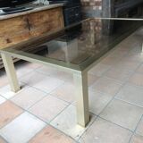 Smoked glass and brass coffee table
