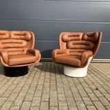 Joe Colombo Elda Longhi chair in cognac leather in new condition!