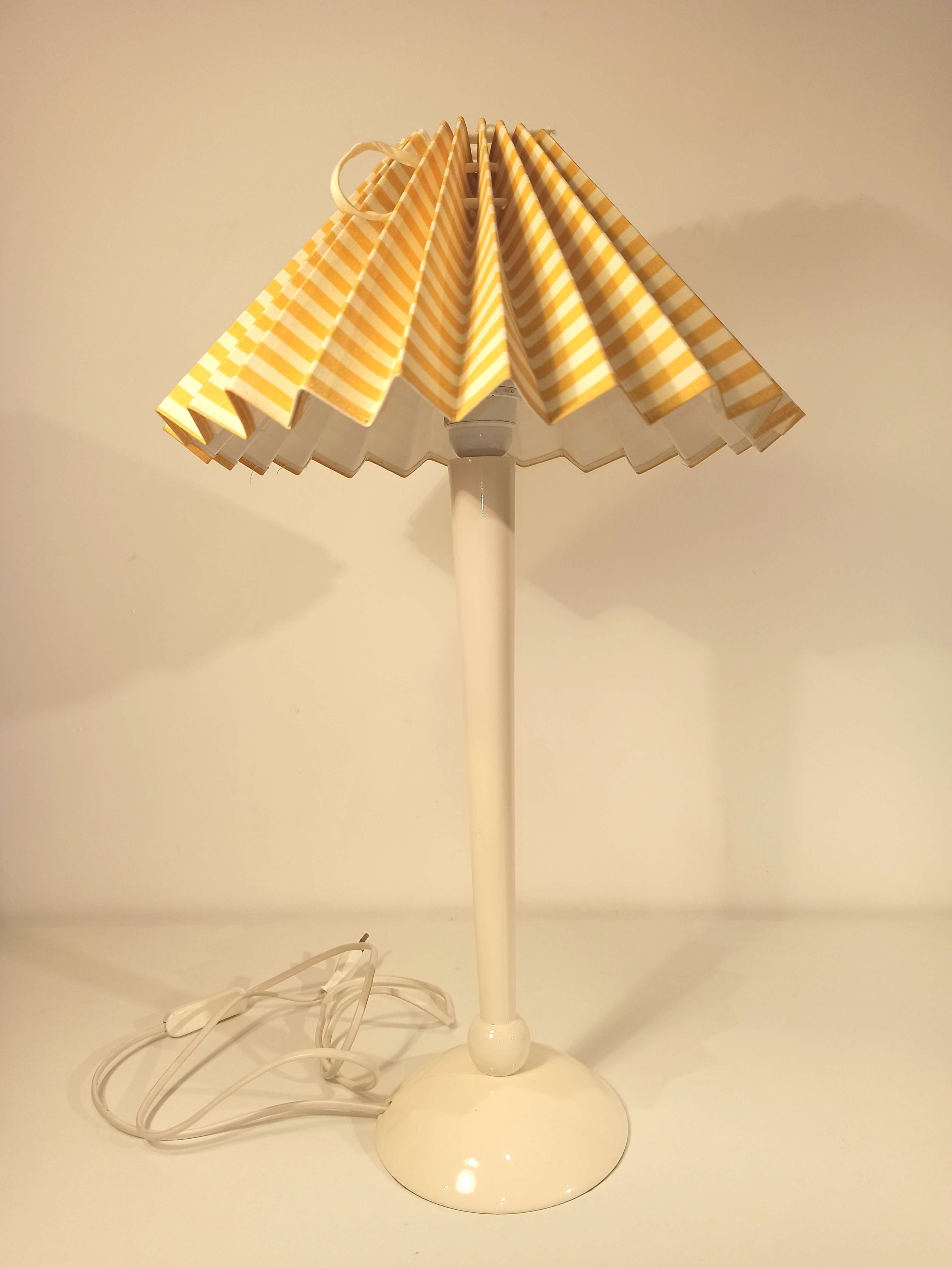 Vintage striped yellow white table lamp 1960s