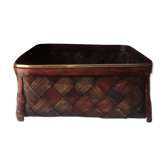 80s varnished bamboo basket