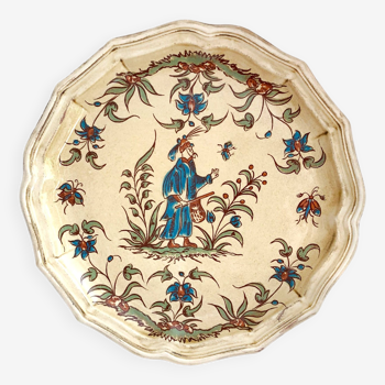 Assiette décorative faïence de Salins France décor Moustiers 25,5 cm